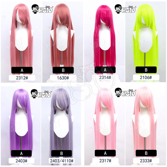 100Cm Long Staight Cosplay Wig HSIU Heat Resistant Synthetic Hair Anime Party wigs 42 color Colourful  brand wig cap
