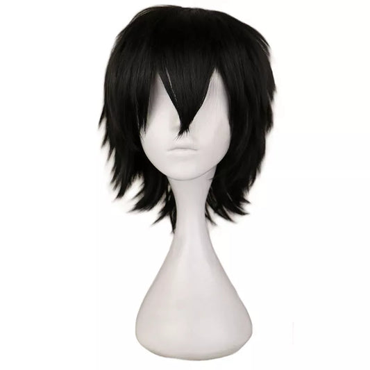 QQXCAIW Black White Purple Red Short Hair Cosplay Wig Male Party 30 Cm High Temperature Fiber Synthetic Hair Wigs