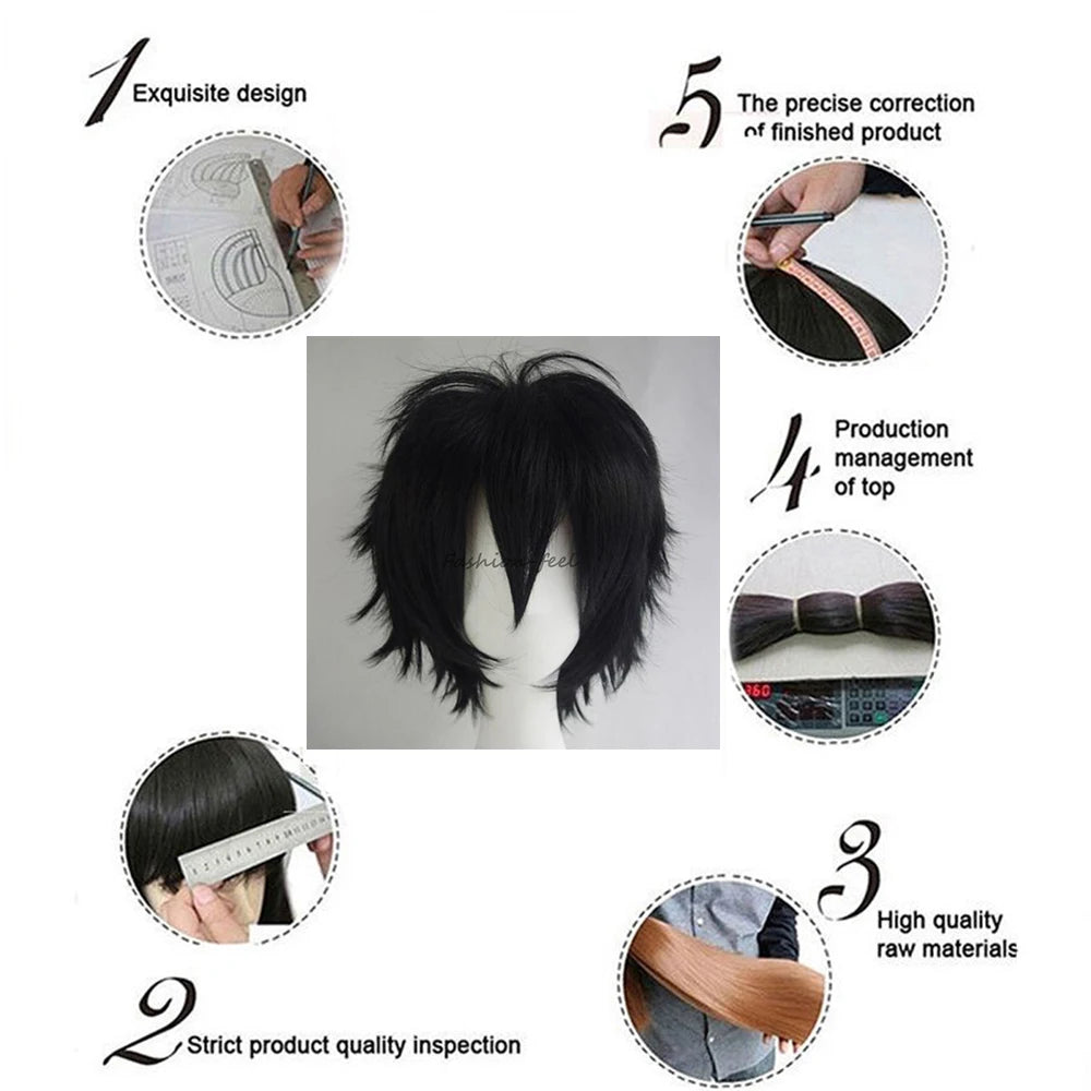 S-noilite Synthetic Short Wig Blue Brown Black Women Men Cosplay Costume Party Head Wigs Hair