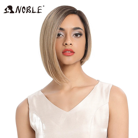 Noble Wigs For Women Synthetic Lace Wig Straight  Short Wig 12" Ombre Blonde Wig Synthetic Lace Wig Cosplay Blonde Lace Wig