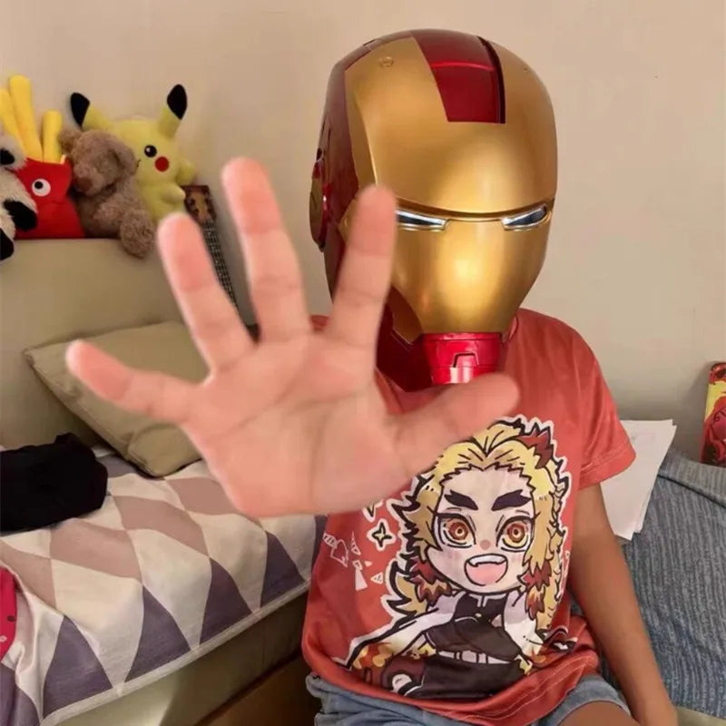 Iron Man 1:1 Cosplay Helmet Marvel Avengers Light Led Ironman Mask PVC Action Figure Model Toys Child Adult Christmas Gift