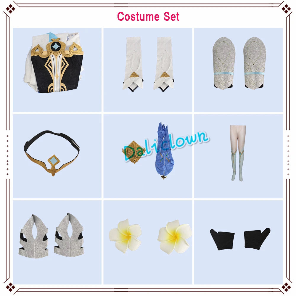 Game GenshinImpact Lumine Cosplay Costume Plus Size Halloween Party Clothes Women Girls Cute Suit Wig Shoes Boots Full Set