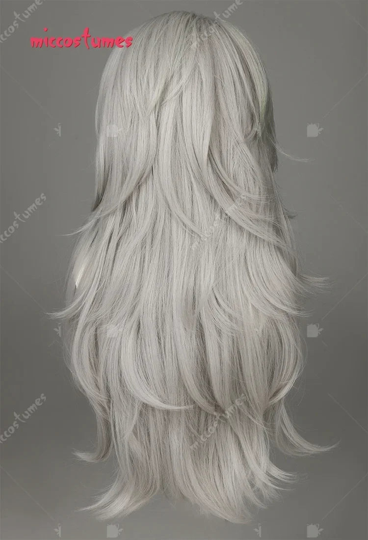 Miccostumes Women Security Wolf Cosply Wig Silver Grey Long Wig For Daily Anime Party Cosplay Halloween