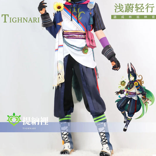 Game Genshin Impact Tighnari Cosplay Costume Aldult Unisex Exquisite Lining Hoodies Pants Wig Halloween Rave Party Anime Suit