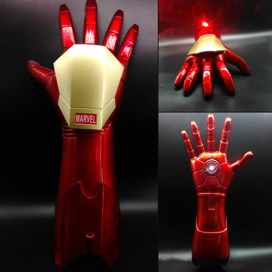 Cosplay The Avengers Iron Man Gloves 1:1 Light Led Ironman Wearable Gloves PVC Action Figure Toys Birthday Gifts for Children