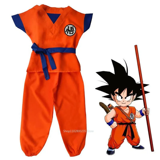 Anime Dragon Ball Z Kids Son Goku Cosplay Costume Gui Holiday Costumes Tail Wrister Wig Children Dress Up Halloween Party Gift