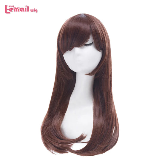 L-email wig Game OW D.Va Cosplay Wigs DVA Cosplay Brown Wig Heat Resistant Synthetic Hair Women Game Cosplay Wig Halloween