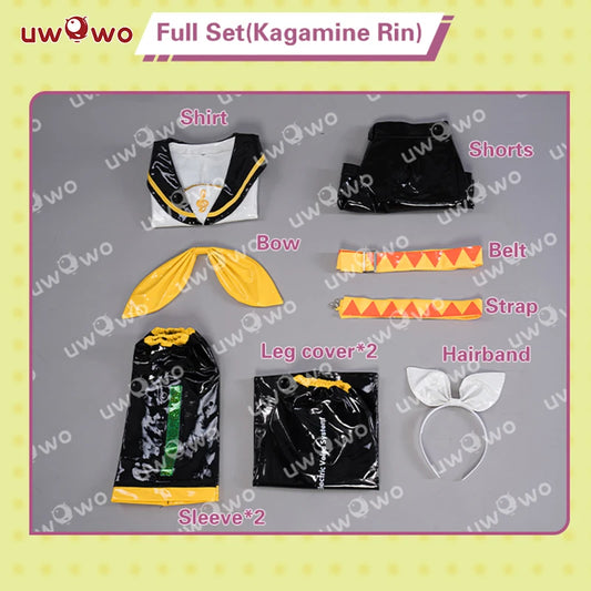 UWOWO Kagaminee Rin/Len Cosplay with Ears Collab Series: Kagaminee Rin Len Cosplay Top Shorts Costumes Cosplay Outfit