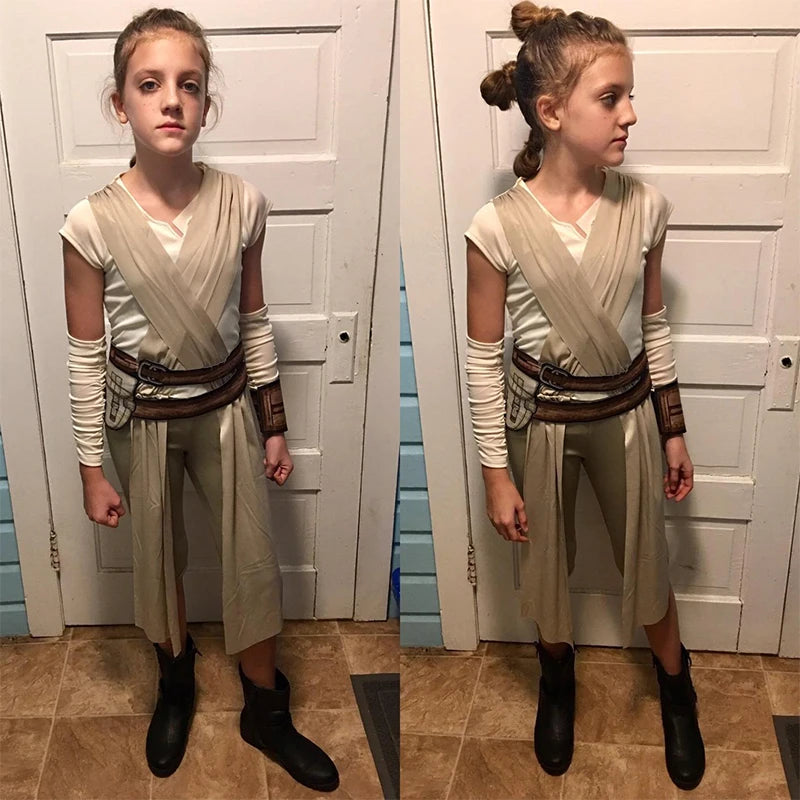 Star Wars Rey Cosplay Costume for Kids The Rise of Skywalker Rey Skywalker Childs Costumes Uniform Halloween Party Clothes