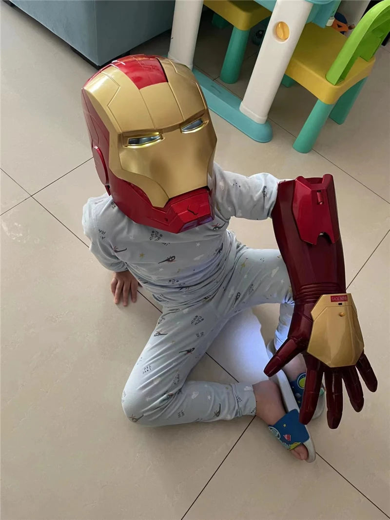 2023 Hot Marvel Avengers Iron Man Helmet Cosplay 1/1 Light Led Ironman Mask PVC Action Figures Toys Children Adult Birthday Gift