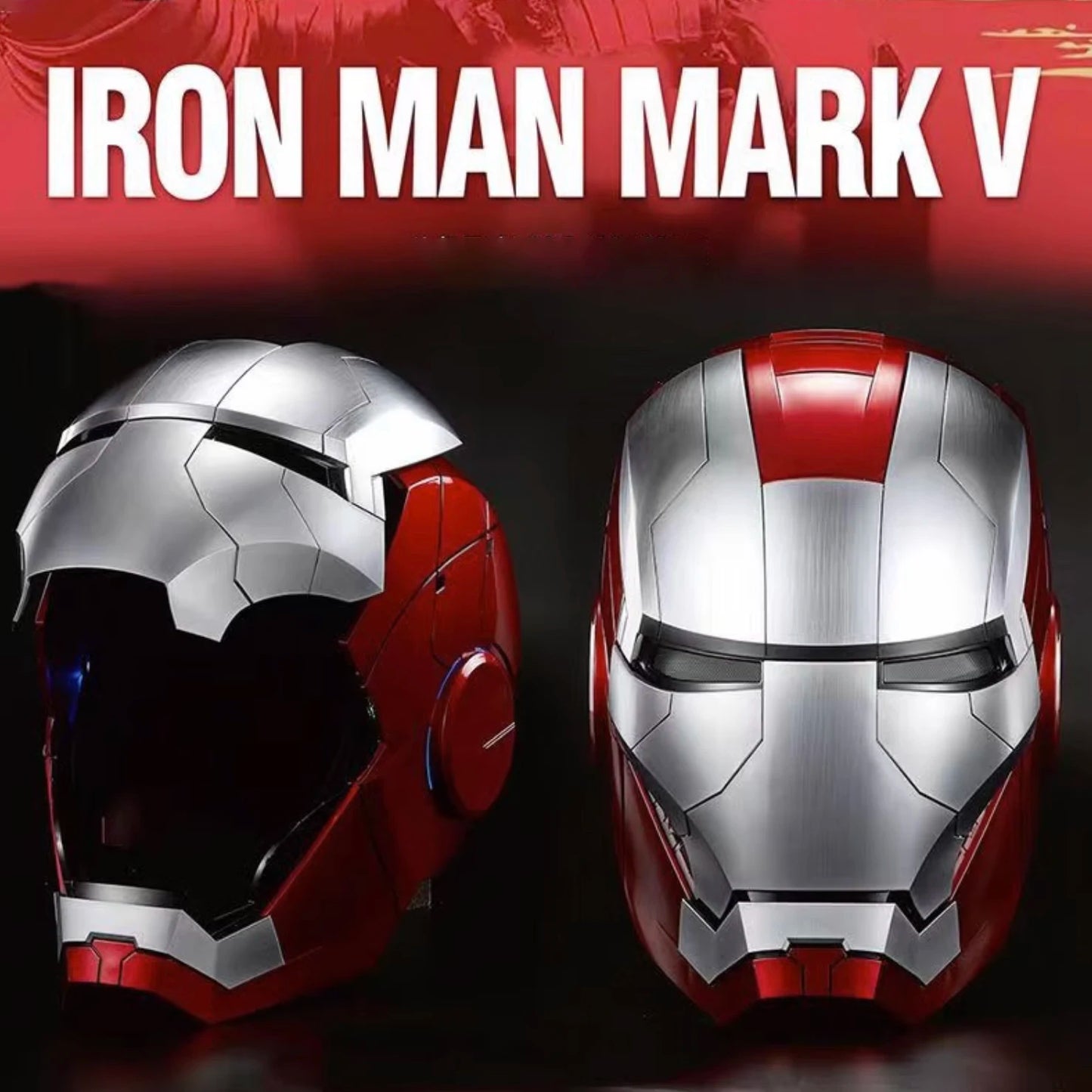 Iron Man Mk5 Helmet 1:1 Voice Control Avengers War Machine Cosplay With Led Light Electronic Close Ironman Helmet Kids Gift